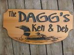 Wood Sign Family name and loon